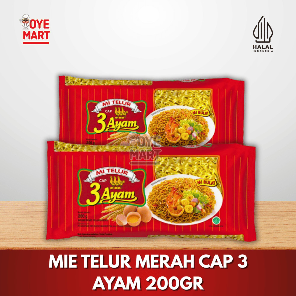 

MIE TELUR MERAH CAP 3 AYAM 200GR MI BULAT