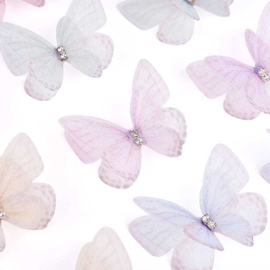 

10pcs Mix Gauze 3D Double Layer Lace Butterfly Applique Simulation Mesh DIY Shooting For Nail Hair Clip Wedding Decoration