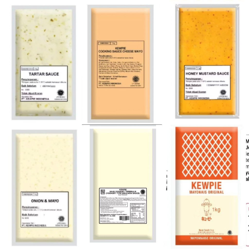 

Kewpie Cooking Sauce Cheese Mayo Kewpie Tartar Honey Mustard Onion Mayo Pouch 1kg