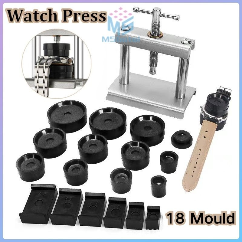【Local Delivery 】Alat Press Jam Tangan Manual Set Watch Repair Tools 18 Dies Cetakan  Press ABS Back