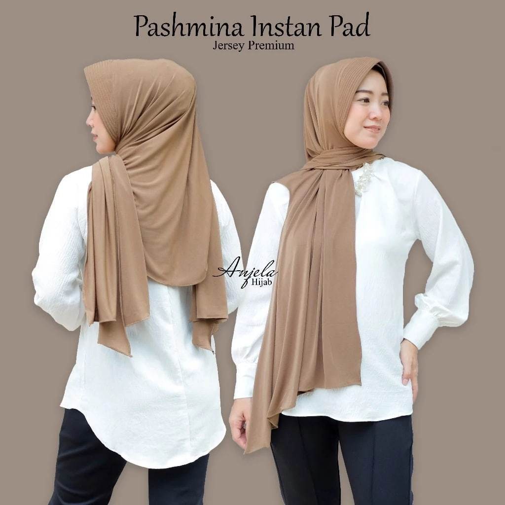 Jilbab Pashmina Pet Oval Jersey Premium / Pashmina Instan Jersey / Hijab Pashmina Pad
