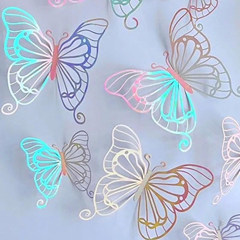 

12Pcs 3D Hollow Butterflies Wall Stickers Dot Dazzling Refrigerator Window Home DIY Holiday Event Decoration Sticker Crafts