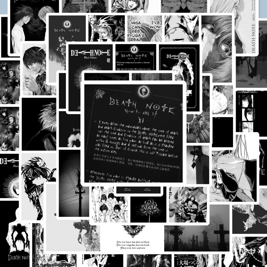 

100PCS Lucu Stiker Anime Death Note B&W 2 Stiker Aesthetic Stiker Anti Air Stikers Berperekat Waterproof sticker decal buat Motor Helm Buku Journal Koper Casing HP Laptop Botol Minum Hadiah anak