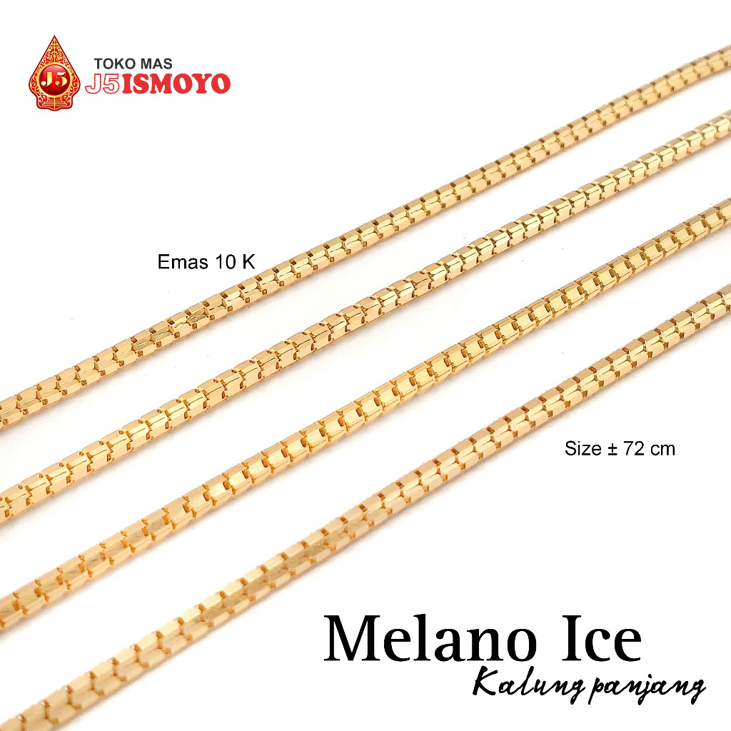 J5 Ismoyo Kalung Emas 10K Polos Melano Ice Panjang Pria/Wanita