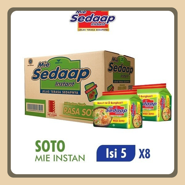 

Sedaap Mie Instan Soto Isi 5 Bag 75 gr x8