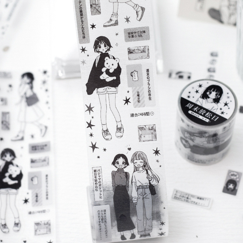 

[HARU] Faded Diary Series Sticker Roll Stiker Gulungan Lucu Motif Cartoon Journaling Kit