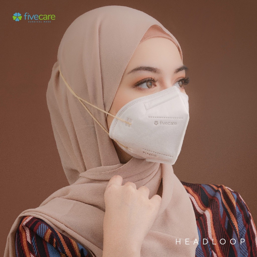 Masker Fivecare Premium KN95 HIJAB Headloop 6Ply isi 10