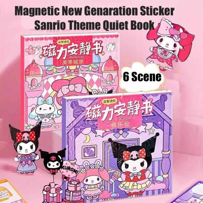 

TERLARIS! Quiet Book New Generation Magnet DIY Buku Mainan Stiker Sanrio Theme Repeat Use Hello Kitty Kuromi Melody Cinnamoroll Pochacco Pompompurin - Pompompurin, L 18cm