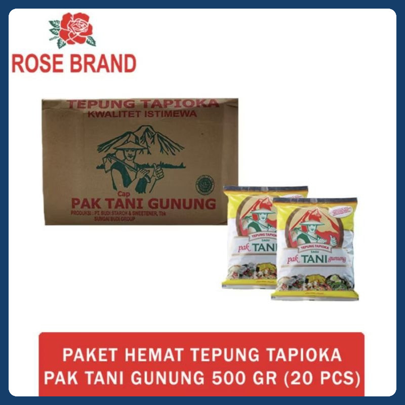 

TEPUNG TAPIOKA PAK TANI GUNUNG 1 DUS // 500GRAM // 20PCS