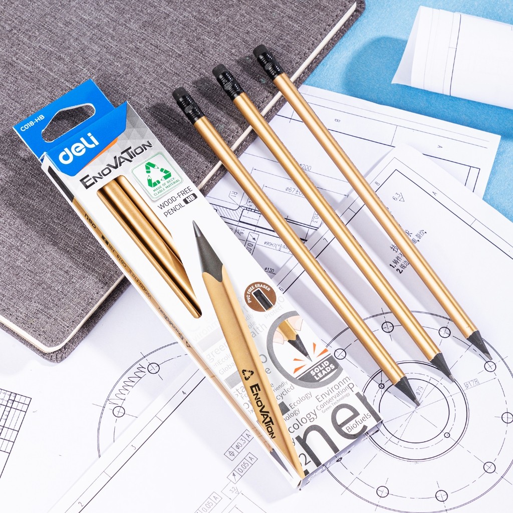 

Deli Pensil Sketsa / Graphite Pencil Emas - Silver EC018-HB