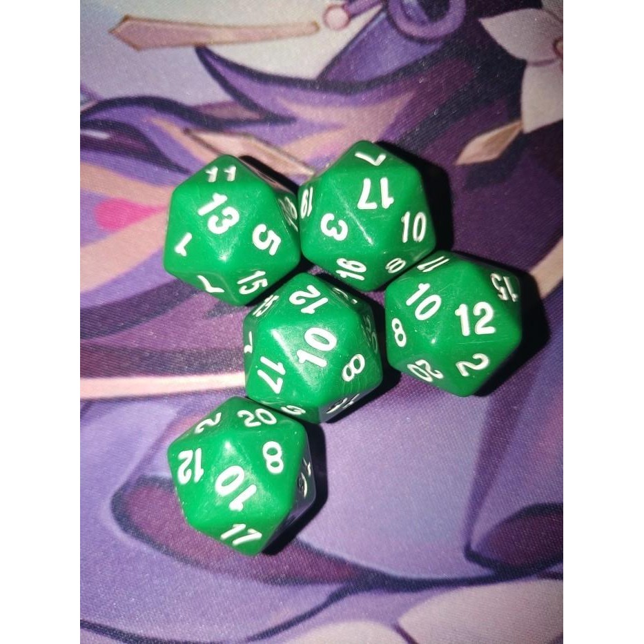 Dice / dadu 20 sisi pokemon, mtg, yugi etc - Solid Green