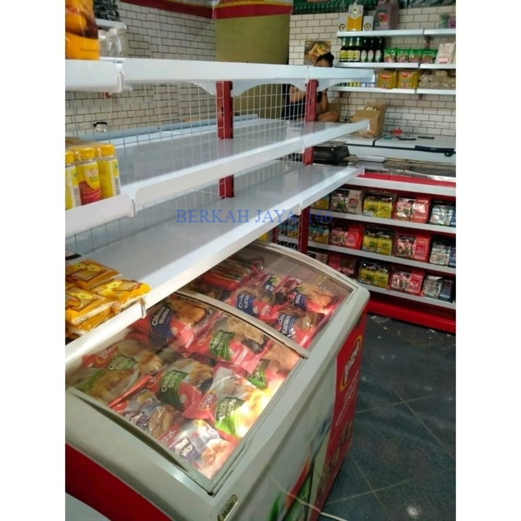 Rak Toko gondola atas freezer minimarket Supermarket double deret panjang 180cm