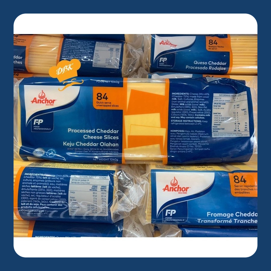

Keju Anchor slice quick melt 1,2kg 84s red cheese cheddar orange