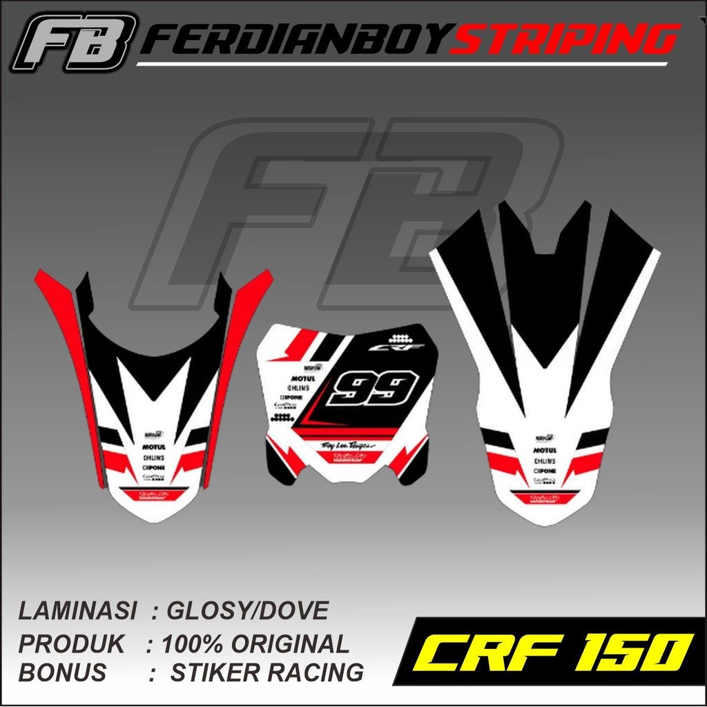 Sticker Decal Papan Nomor + Spakbor Crf 150 L- Crf 150 L Trail Supermoto - Bisa Cod