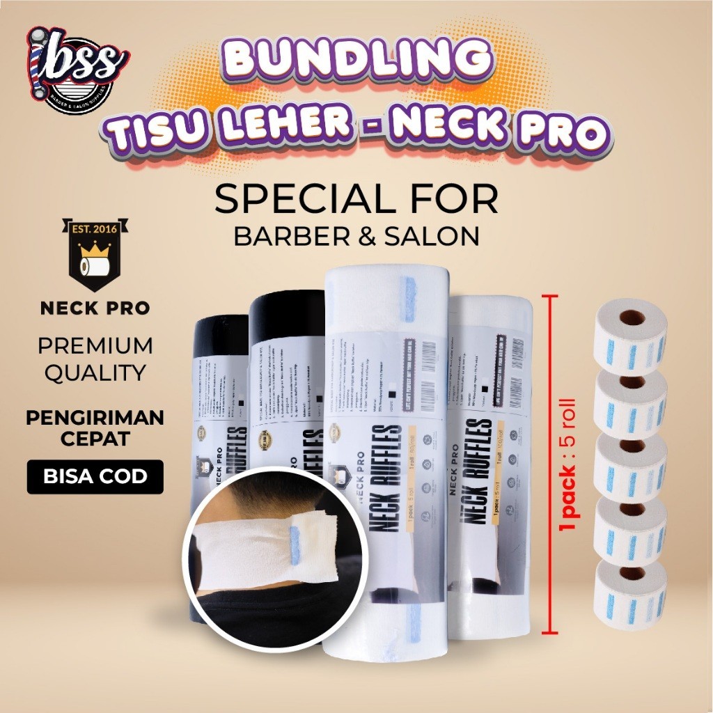 NECK PRO TISU LEHER BARBERSHOP PREMIUM  3 SLOP / TISU LEHER HITAM / TISU LEHER PUTIH / PAKET TISU LE