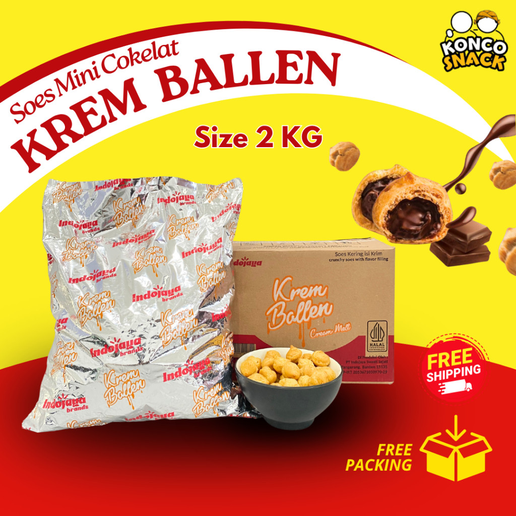 

Kue Sus / Soes Kering Isi Krim Coklat 2 Kg - Indojaya Soes, Merk Krem Ballen