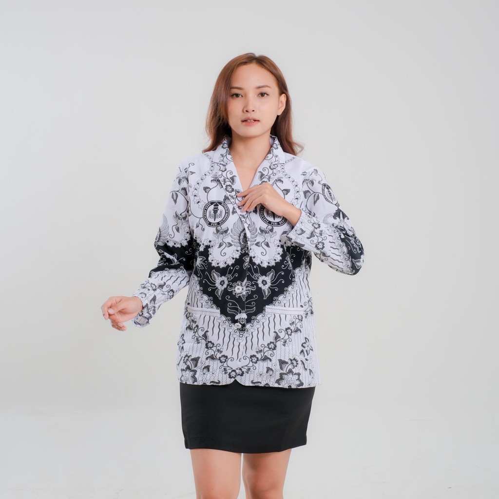 Batik PGRI Pria Wanita Terbaru lapisan furing bahan bsw atasan PGRI Model Blazer baju PGRI Pakaian B