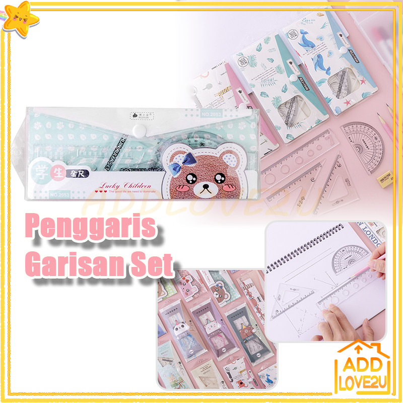 

Penggaris Set isi 4pcs Rules Penggaris Plastik Set/Model Garisan Set Ruler Set/Penggaris Plastik 1 Set Isi 4 Model