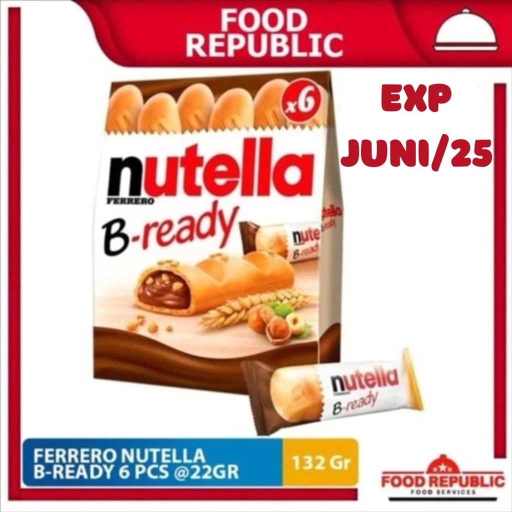 

Nutella B-Ready 132 Gr isi 6 Pcs Biskuit Wafer Kacang Hazelnut Cokelat
