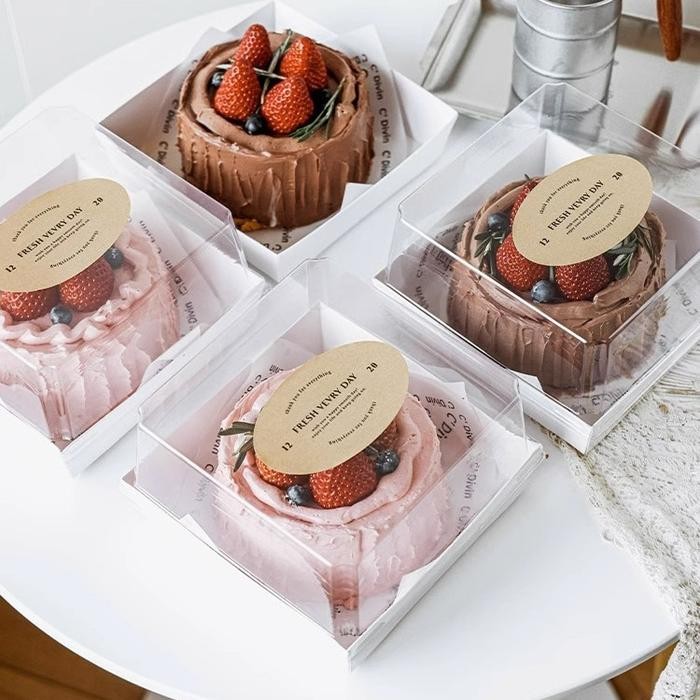 

10pcs 16x16x10CM paper box kue tart mika box kotak kue cake puding dessert - burger jumbo