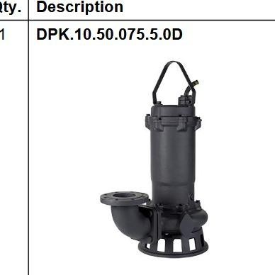 Grundfos pompa celup 2" 0.75kw 380v / DPK 10.50.075.5.OD SUBMERSIBLE SEWAGE WATER PUMP/POMPA LIMBAH-