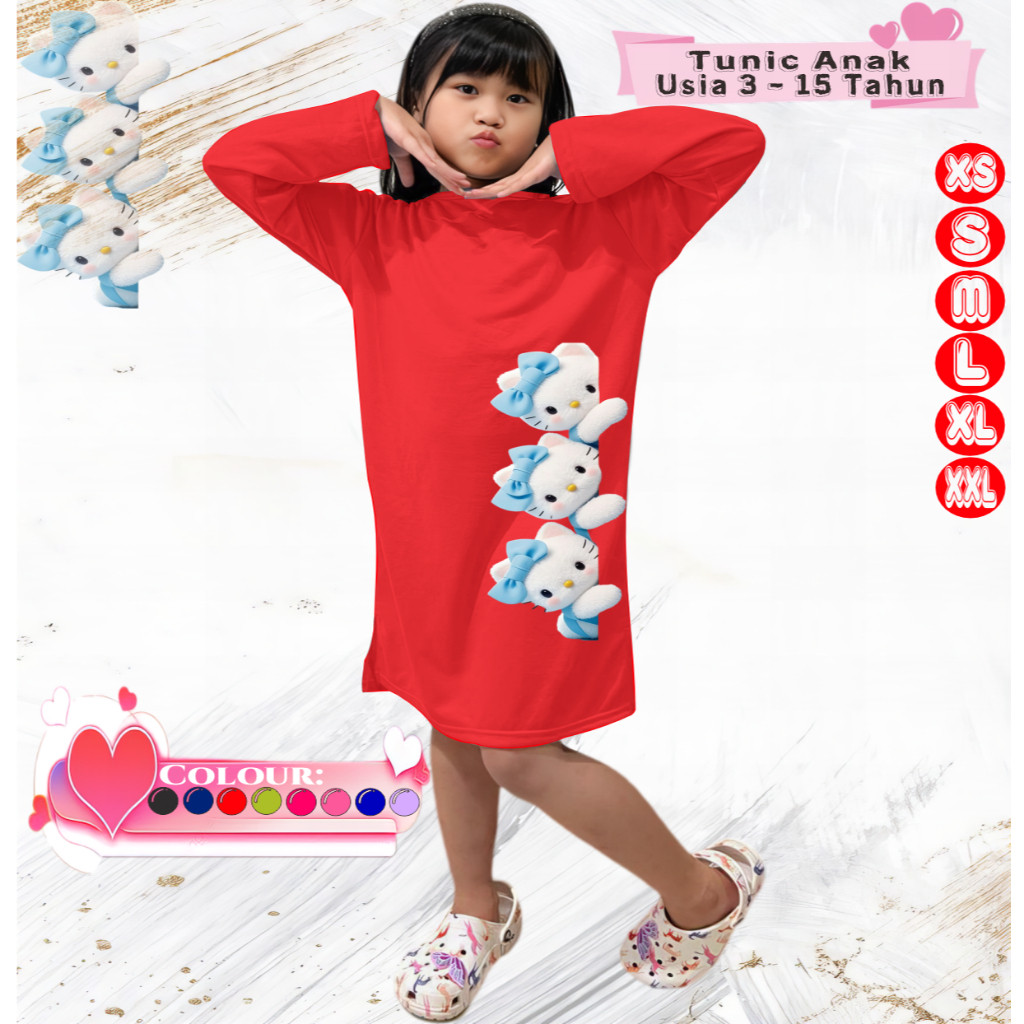 Baju Tunik Anak Perempuan Usia 3-15 Tahun | Motif KETTHREE
