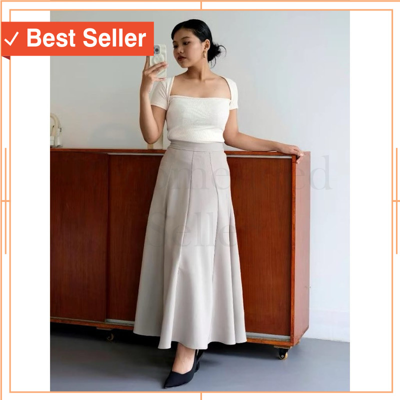 Bawahan Wanita Keren Promo Diskon Kekinian Korean Style / Haruka Skirt - Korean Loose Maxi Skirt Rok