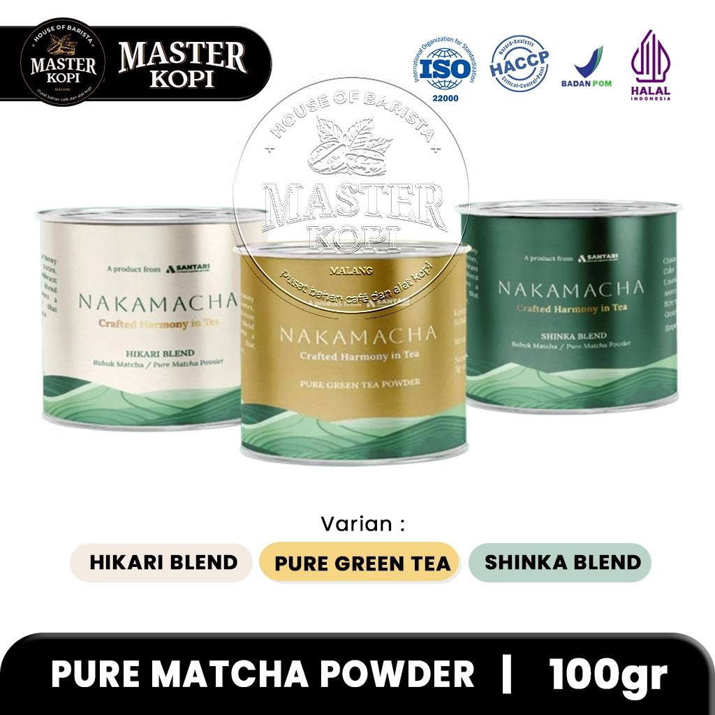 

Pure Matcha Powder NAKAMACHA Japan Origin GreenTea - Kaleng 100gr