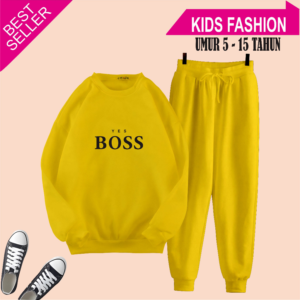 MCL - Setelan Crewneck Anak Yess Boss 5-15 Tahun