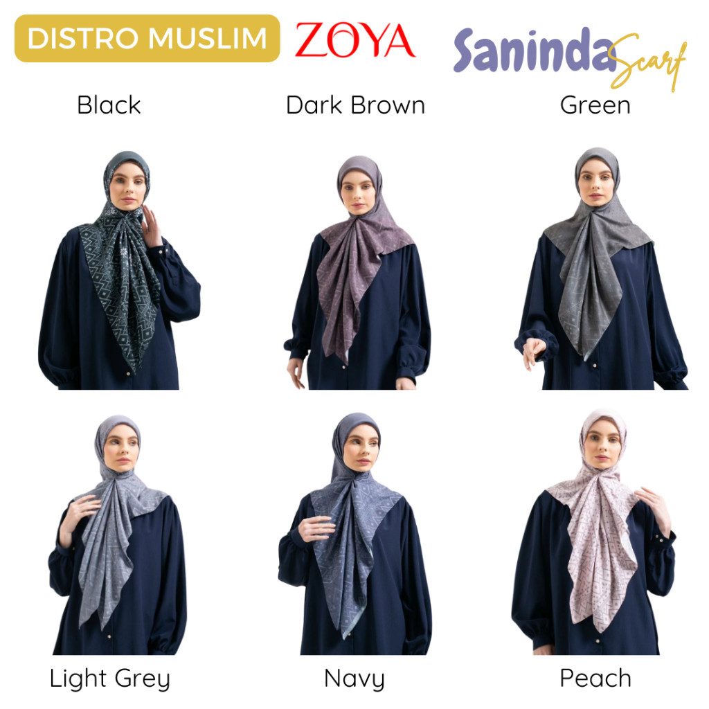 ZOYA SANINDA Scarf - CUCI GUDANG Kerudung Hijab Segi Empat Scarves Motif Voal Printing Promo Diskon 