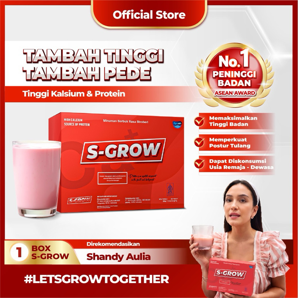 

S-GROW Susu Peninggi Badan Terbaik - 1 BOX BPOM