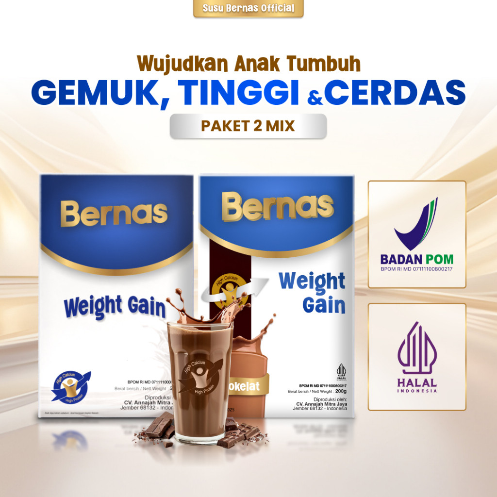 

BERNAS - Paket 2 Box || Susu Bernas Untuk Bantu Meningkatkan Nafsu Makan, Berat Badan, Tinggi Badan Dan Kecerdasan Anak Usia 2 Tahun hingga Remaja