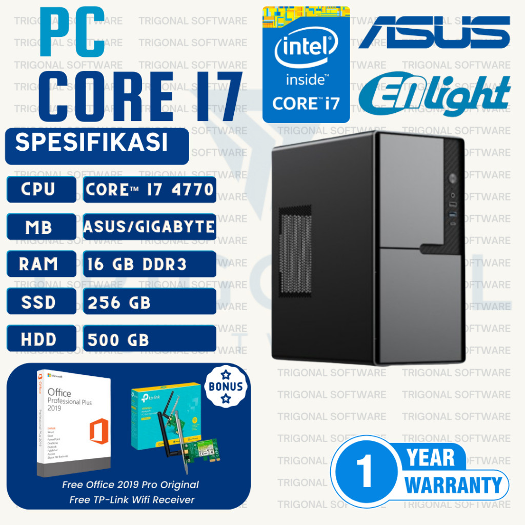 CPU ONLY PC CORE i7 RAM 16 GB SSD 256 GBCO