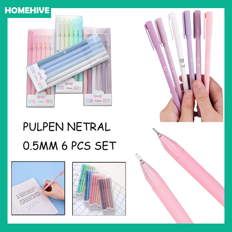 

Pulpen Netral 0.5MM 6 Pcs Set / Alat Tulis Kantor Pena Penandatanganan Hitam Pena Siswa Sederhana / Pupen Sekolah