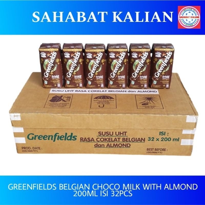 

Greenfields Belgian Choco Milk With Almond 200ml 1 Karton isi 32pcs