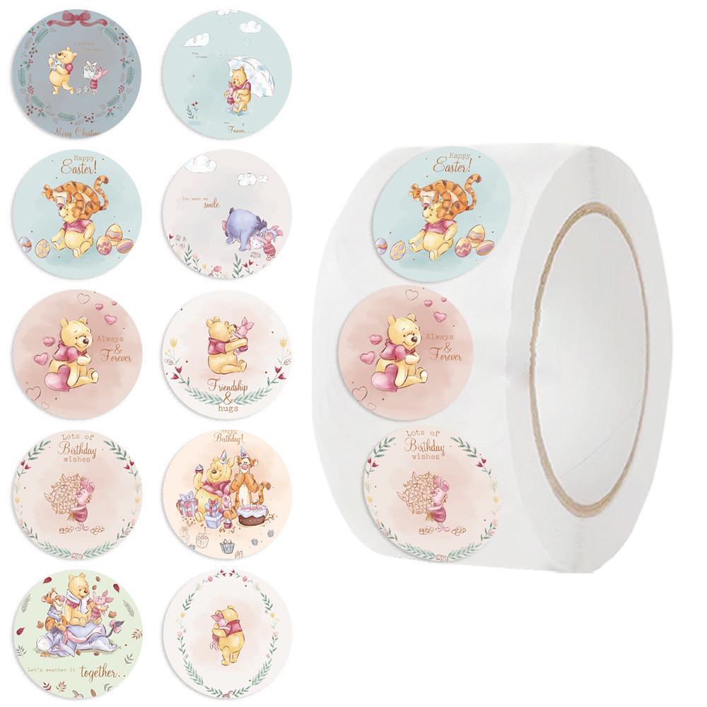 

500pcs Cartoon Disney Winnie The Pooh Diy Stickers Anime Seal Label Decorative Kids Party Candy Stickers Rolls Stickers Toys