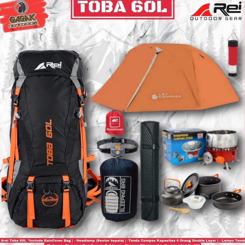 Ready Sedang Viral Promo Tas Gunung Tas Carrier Arei Outdoorgear Toba 6L Paket Hemat alat Pendaki