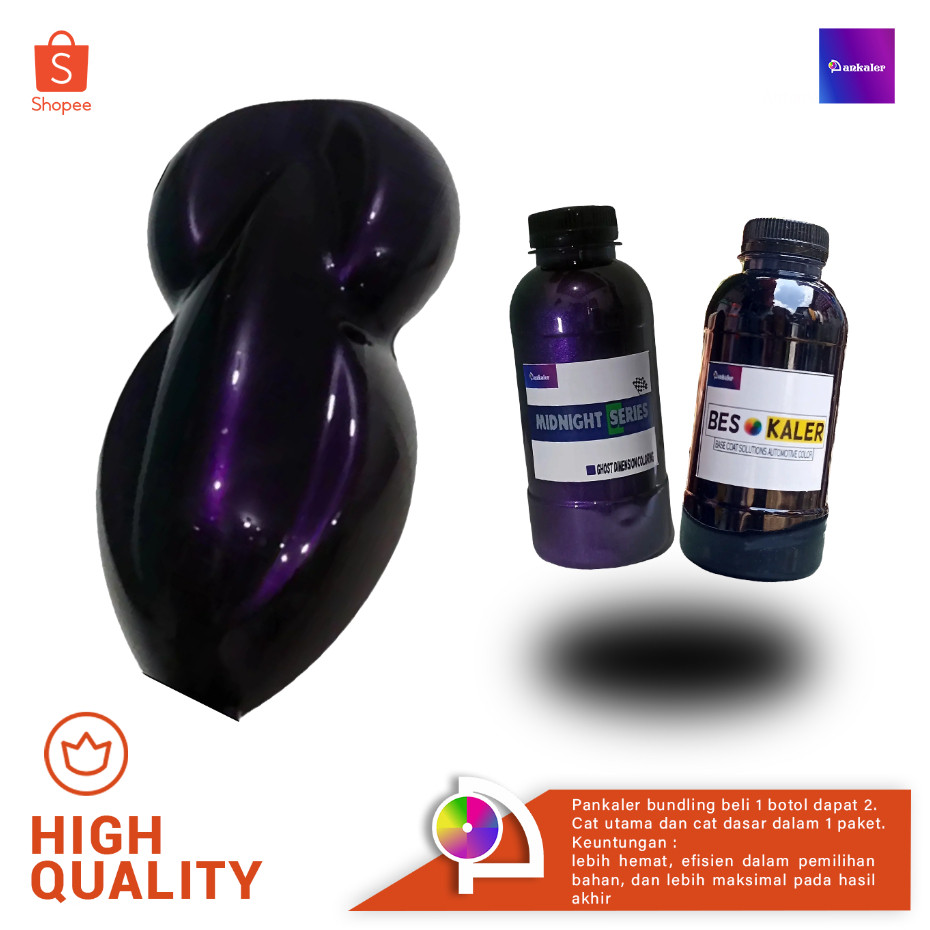 Pankaler Cat Hitam Lembayung Ungu Midnight Purple NC 200ml + 200ml Black Purple Motor Mobil Paintco