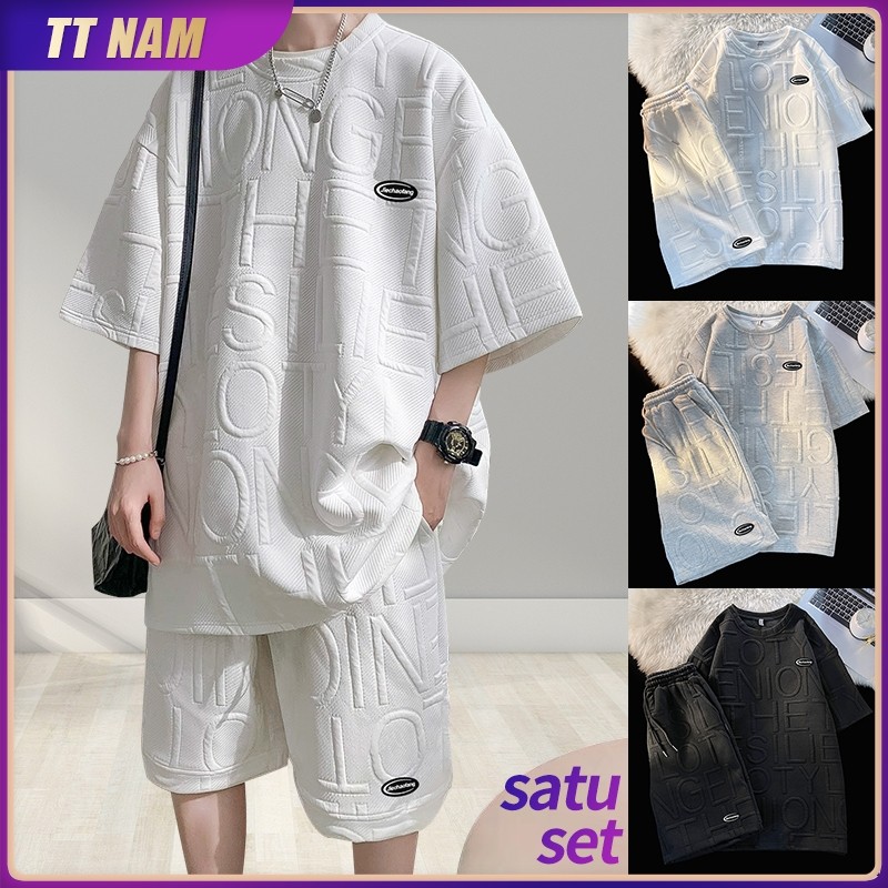 Ready NR Baju Set Pria Distro Baju Setelan Pria kekinian Korea Kaos Oversize Pria cowok Kaos Celana 