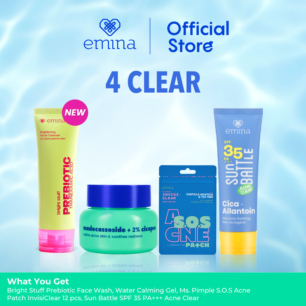 Emina Bundle untuk Kulit Acne Prone - Bundle Face Wash, Acne Patch, Sunscreen, dan Perawatan Kulit B