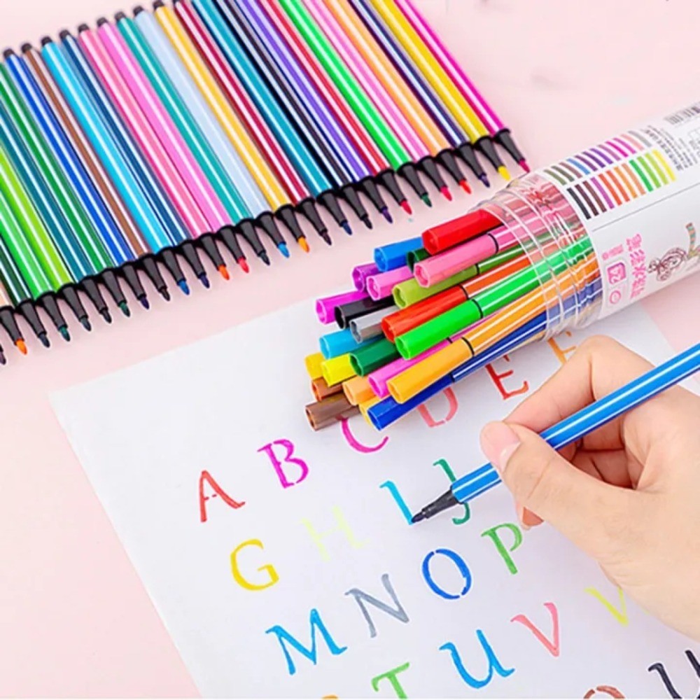 

Fancy 12/18/24/36 Colors Washable Colored Pen Painting Marker Artist Drawing Set Student Art Supplies Highlight Water Color Pens