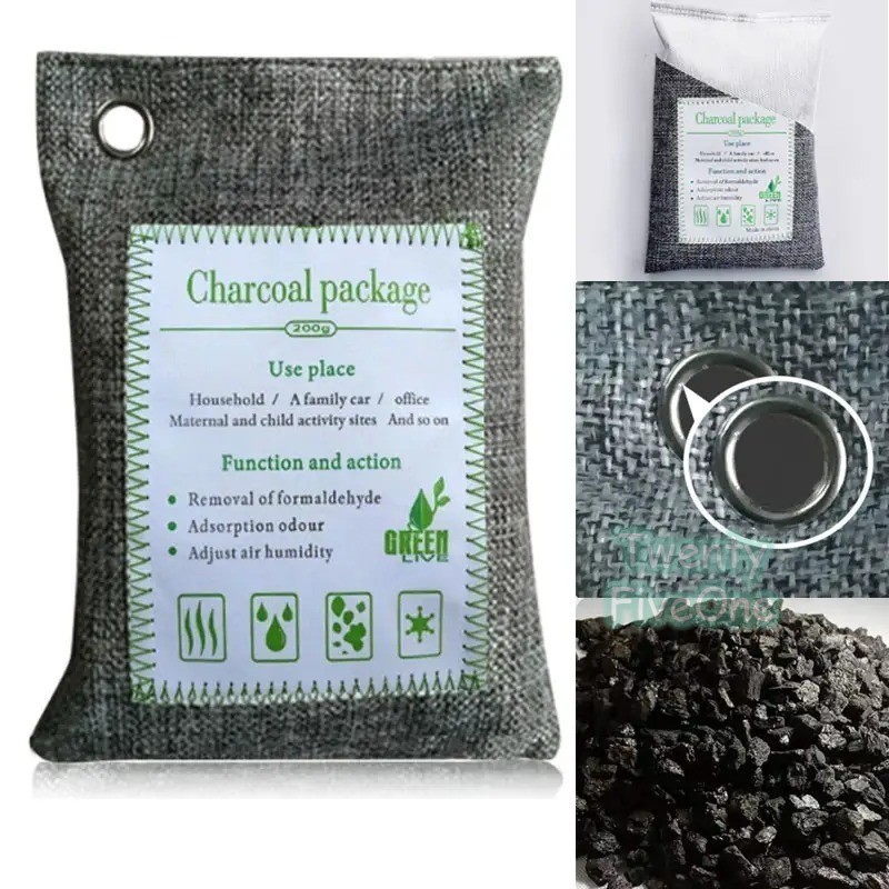 Bamboo Charcoal Air Purifying Bag 500/200/100 gr Air Purifier Mobil Penghilang Bau Mobil Bamboo