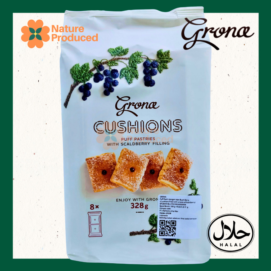 

[Grona] Cushions Puff Pastries with Scaldberry Filling – Renyah | Selai Buah | Halal | Camilan Impor