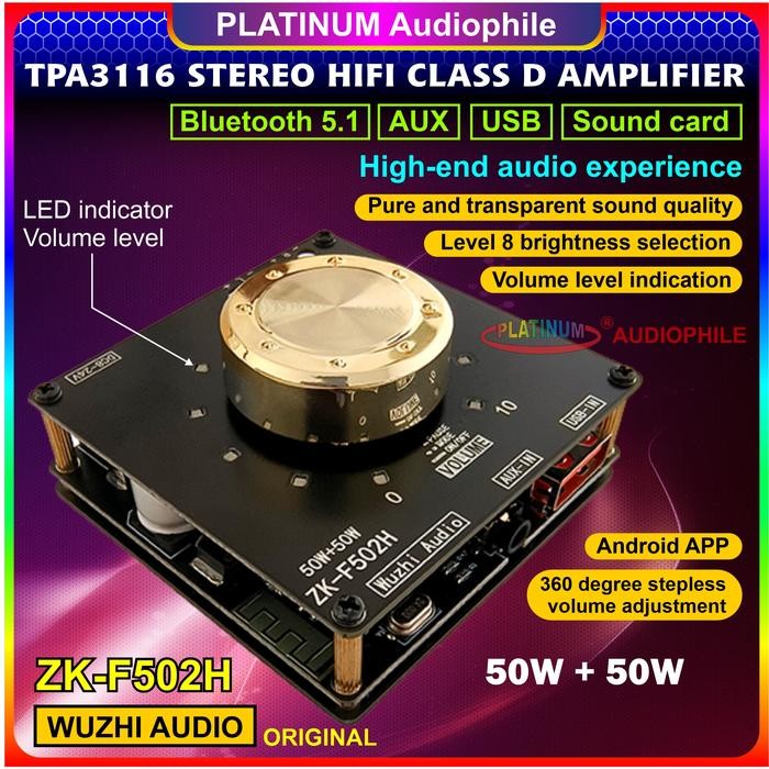 TPA3116 Amplifier Class D Bluetooth 5.1 Hifi Stereo 2X 50W TPA3116D2 ZK-F502H