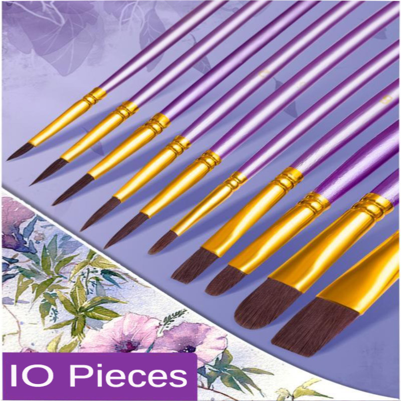 

10 Pcs Set Nylon Hair Children's Artists Painting Brush Art Special Multifunction Hook Line Short Pointed Pen Available
