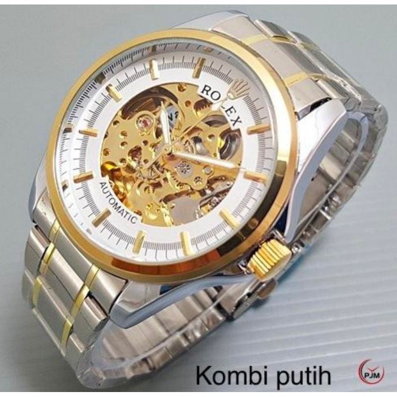Jam Tangan Pria Rolex Rantai Automatic ( Tanpa Baterai ) Premium Transparan Free Box Ori Rolex (BISA