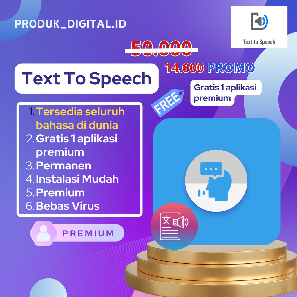 Text to Speech Premium, tersedia seluruh bahasa