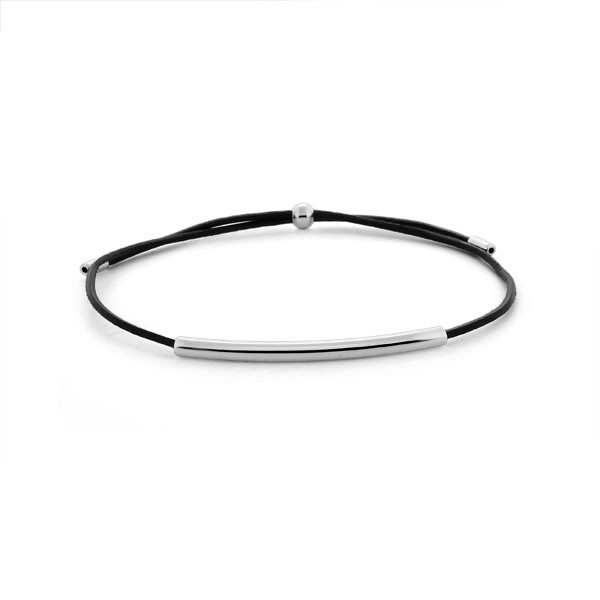 Gelang Perak Kulit Polos -Polos Leather Silver Bracelet