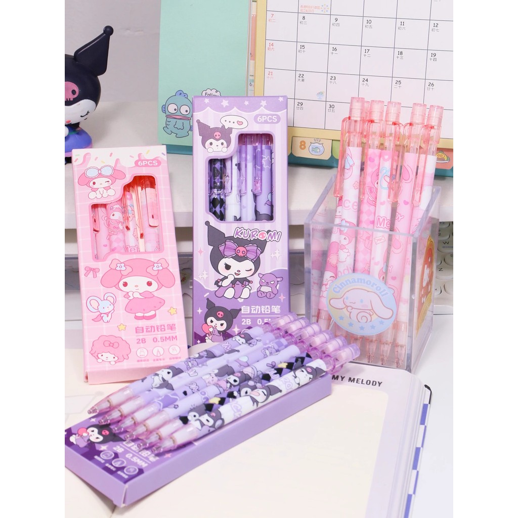 

PENSIL MEKANIK 1 SET ISI 6 PCS MOTIF KAPIBARA, S4NRI0 DAN LOOPY LUCU KAWAII / PENSIL MEKANIK SET