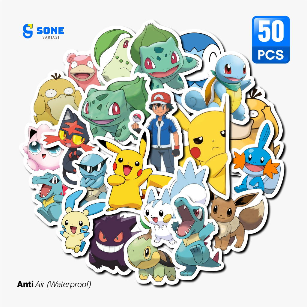 

Sticker Aesthetic Pack Kartun Pokemon Pikachu Vinyl Waterproof untuk Sticker Laptop Koper Kulkas Handphhone Diary Notebook
